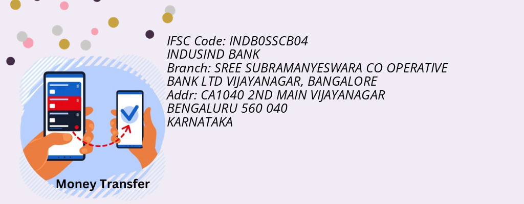 Find INDUSIND BANK IFSC Code BANGALORE - SREE SUBRAMANYESWARA CO OPERATIVE BANK LTD VIJAYANAGAR Branch Find INDUSIND BANK IFSC Code BANGALORE - SREE SUBRAMANYESWARA CO OPERATIVE BANK LTD VIJAYANAGAR Branch