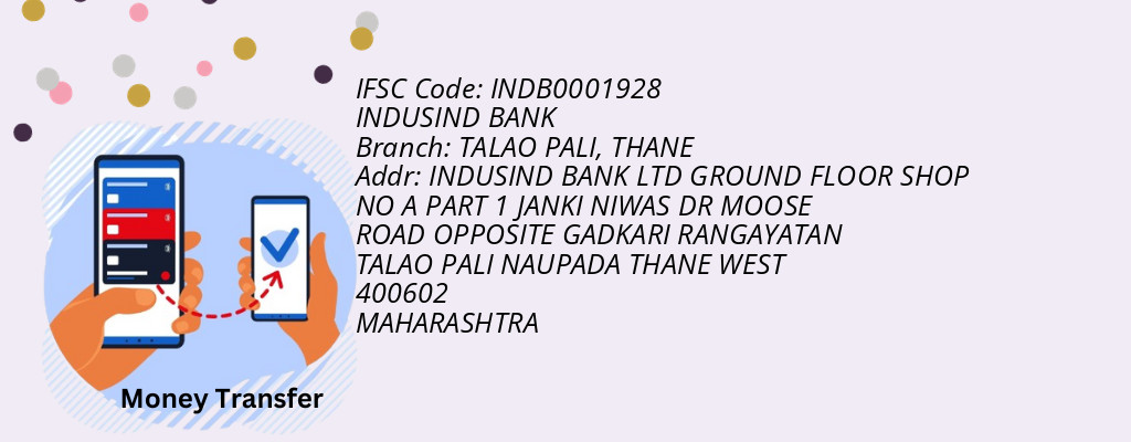 Find INDUSIND BANK IFSC Code THANE - TALAO PALI Branch