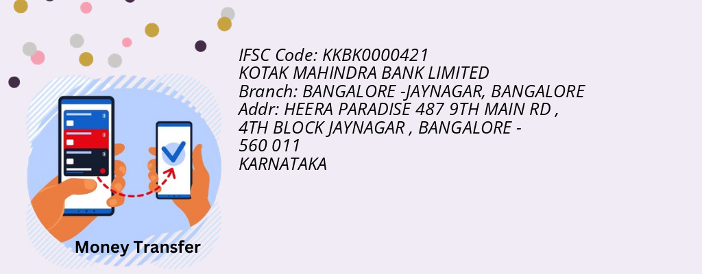 Find KOTAK MAHINDRA BANK IFSC Code BANGALORE - BANGALORE -JAYNAGAR Branch