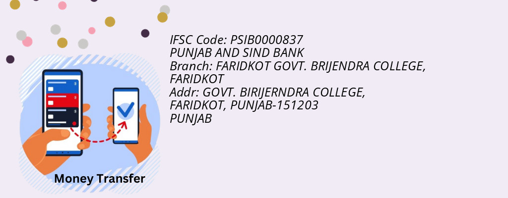 Find PUNJAB AND SIND BANK IFSC Code FARIDKOT - FARIDKOT GOVT. BRIJENDRA COLLEGE Branch