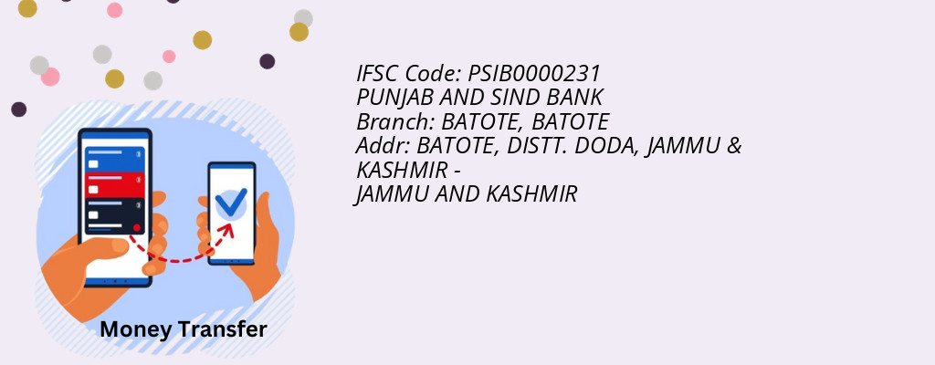 Find PUNJAB AND SIND BANK IFSC Code BATOTE - BATOTE Branch Find PUNJAB AND SIND BANK IFSC Code BATOTE - BATOTE Branch