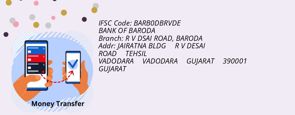 Find BANK OF BARODA IFSC Code BARODA - R V DSAI ROAD Branch