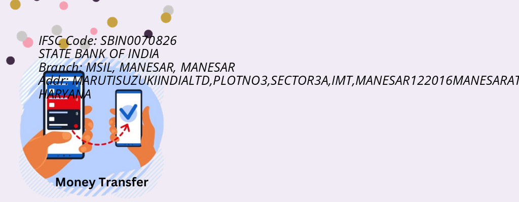 Find STATE BANK OF INDIA IFSC Code MANESAR - MSIL, MANESAR Branch
