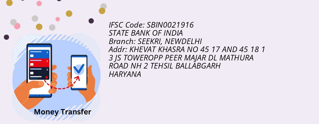 Find STATE BANK OF INDIA IFSC Code NEWDELHI - SEEKRI Branch