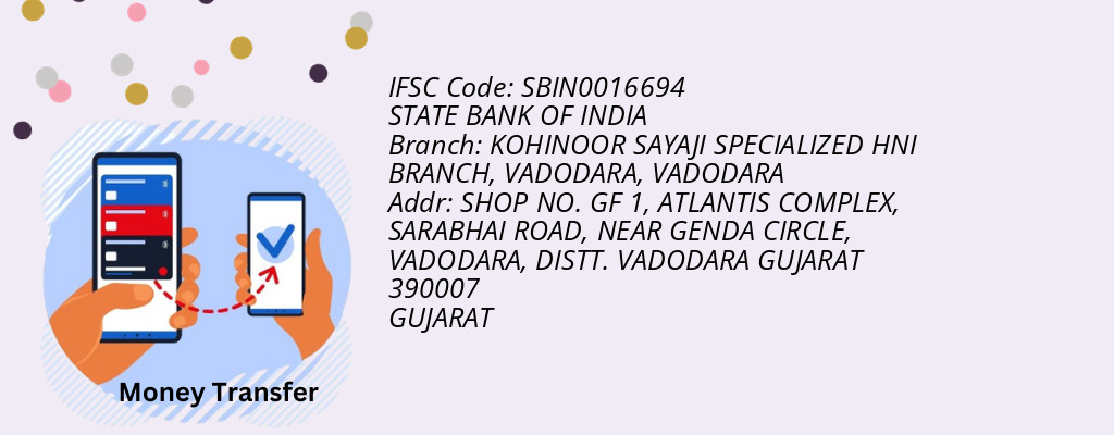 Find STATE BANK OF INDIA IFSC Code VADODARA - KOHINOOR SAYAJI SPECIALIZED HNI BRANCH, VADODARA Branch