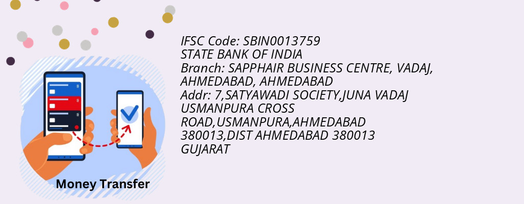Find STATE BANK OF INDIA IFSC Code AHMEDABAD - SAPPHAIR BUSINESS CENTRE, VADAJ, AHMEDABAD Branch