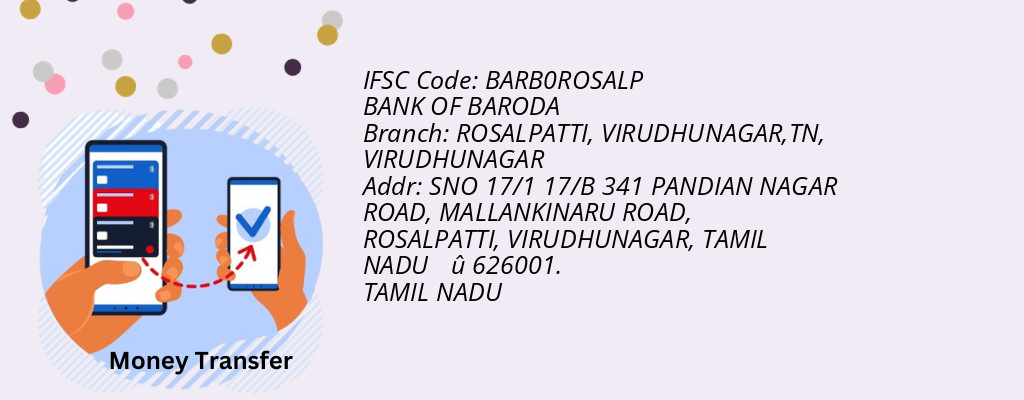 Find BANK OF BARODA IFSC Code VIRUDHUNAGAR - ROSALPATTI, VIRUDHUNAGAR,TN Branch