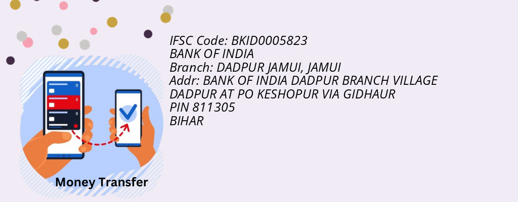 Find BANK OF INDIA IFSC Code JAMUI - DADPUR JAMUI Branch