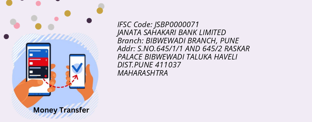 Find JANATA SAHAKARI BANK IFSC Code PUNE - BIBWEWADI BRANCH Branch Find JANATA SAHAKARI BANK IFSC Code PUNE - BIBWEWADI BRANCH Branch