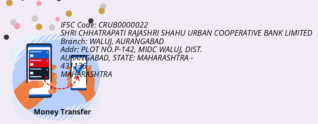 Find SHRI CHHATRAPATI RAJASHRI SHAHU URBAN COOPERATIVE BANK IFSC Code AURANGABAD - WALUJ Branch