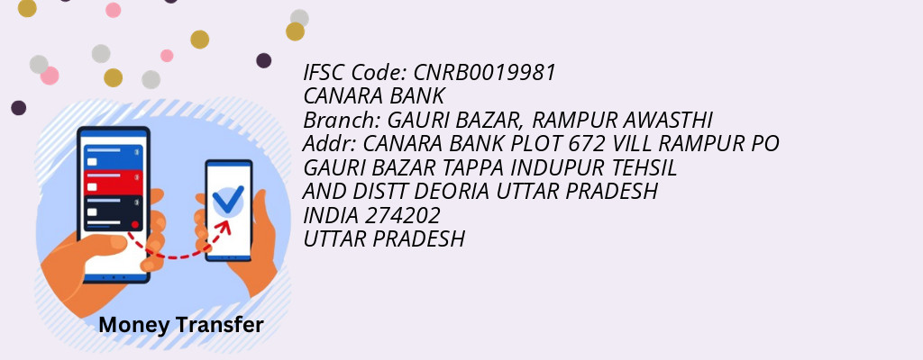 Find CANARA BANK IFSC Code RAMPUR AWASTHI - GAURI BAZAR Branch