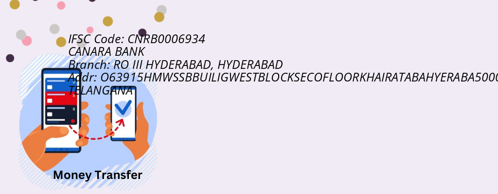 Find CANARA BANK IFSC Code HYDERABAD - RO III HYDERABAD Branch