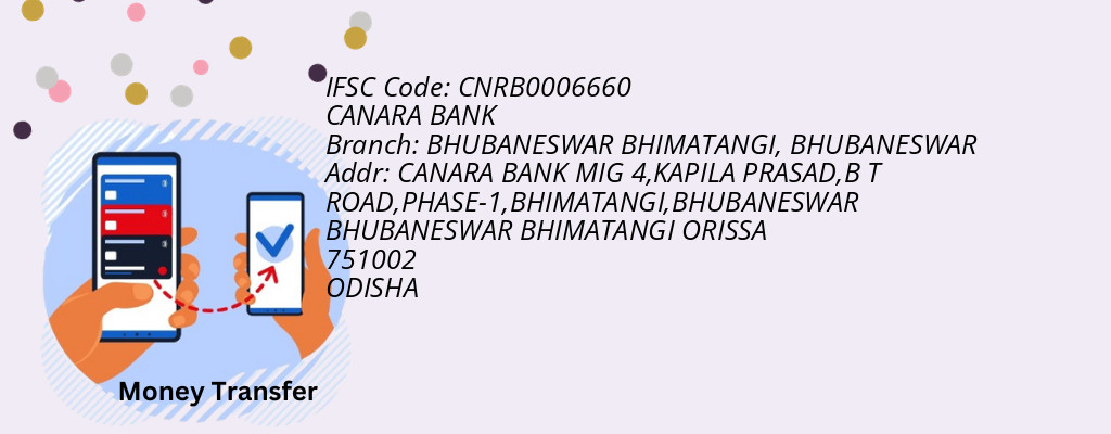 Find CANARA BANK IFSC Code BHUBANESWAR - BHUBANESWAR BHIMATANGI Branch