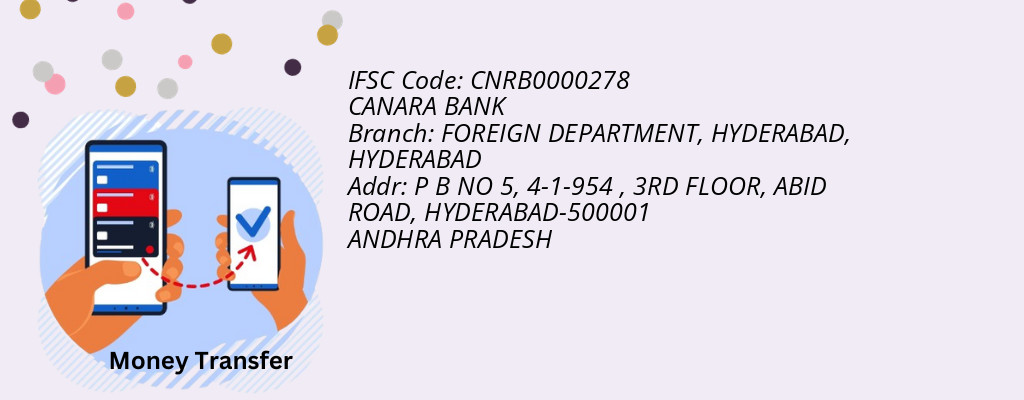 Find CANARA BANK IFSC Code HYDERABAD - FOREIGN DEPARTMENT, HYDERABAD Branch Find CANARA BANK IFSC Code HYDERABAD - FOREIGN DEPARTMENT, HYDERABAD Branch