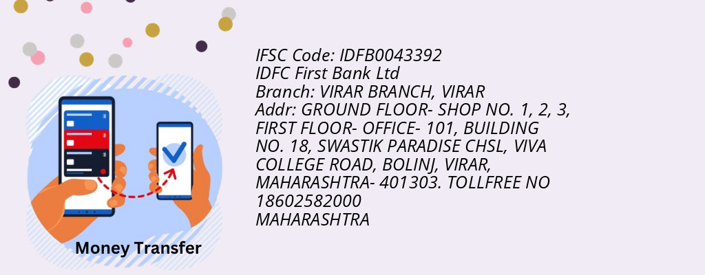 Find IDFC First Bank Ltd IFSC Code VIRAR - VIRAR BRANCH Branch