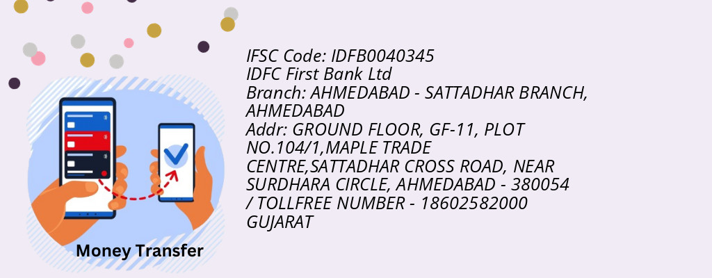 Find IDFC First Bank Ltd IFSC Code AHMEDABAD - AHMEDABAD - SATTADHAR BRANCH Branch