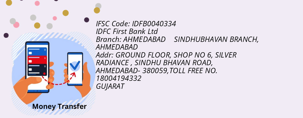Find IDFC First Bank Ltd IFSC Code AHMEDABAD - AHMEDABAD  SINDHUBHAVAN BRANCH Branch