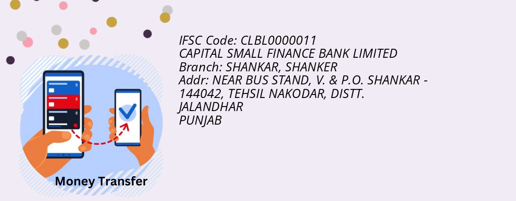 Find CAPITAL SMALL FINANCE BANK IFSC Code SHANKER - SHANKAR Branch