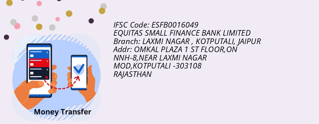 Find EQUITAS SMALL FINANCE BANK IFSC Code JAIPUR - LAXMI NAGAR , KOTPUTALI Branch Find EQUITAS SMALL FINANCE BANK IFSC Code JAIPUR - LAXMI NAGAR , KOTPUTALI Branch