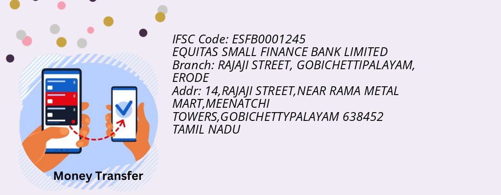 Find EQUITAS SMALL FINANCE BANK IFSC Code ERODE - RAJAJI STREET, GOBICHETTIPALAYAM Branch Find EQUITAS SMALL FINANCE BANK IFSC Code ERODE - RAJAJI STREET, GOBICHETTIPALAYAM Branch