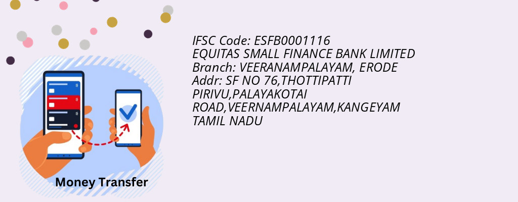 Find EQUITAS SMALL FINANCE BANK IFSC Code ERODE - VEERANAMPALAYAM Branch Find EQUITAS SMALL FINANCE BANK IFSC Code ERODE - VEERANAMPALAYAM Branch