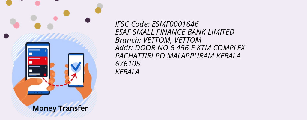 Find ESAF SMALL FINANCE BANK IFSC Code VETTOM - VETTOM Branch Find ESAF SMALL FINANCE BANK IFSC Code VETTOM - VETTOM Branch