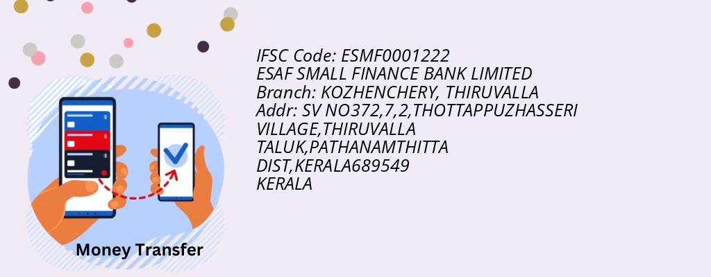 Find ESAF SMALL FINANCE BANK IFSC Code THIRUVALLA - KOZHENCHERY Branch Find ESAF SMALL FINANCE BANK IFSC Code THIRUVALLA - KOZHENCHERY Branch