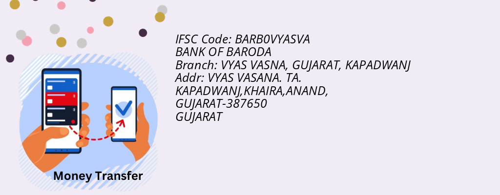 Find BANK OF BARODA IFSC Code KAPADWANJ - VYAS VASNA, GUJARAT Branch