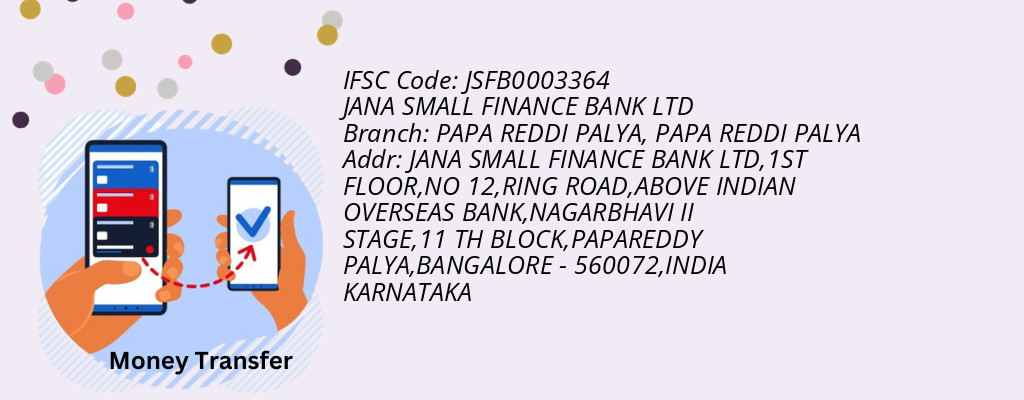 Find JANA SMALL FINANCE BANK IFSC Code PAPA REDDI PALYA - PAPA REDDI PALYA Branch Find JANA SMALL FINANCE BANK IFSC Code PAPA REDDI PALYA - PAPA REDDI PALYA Branch