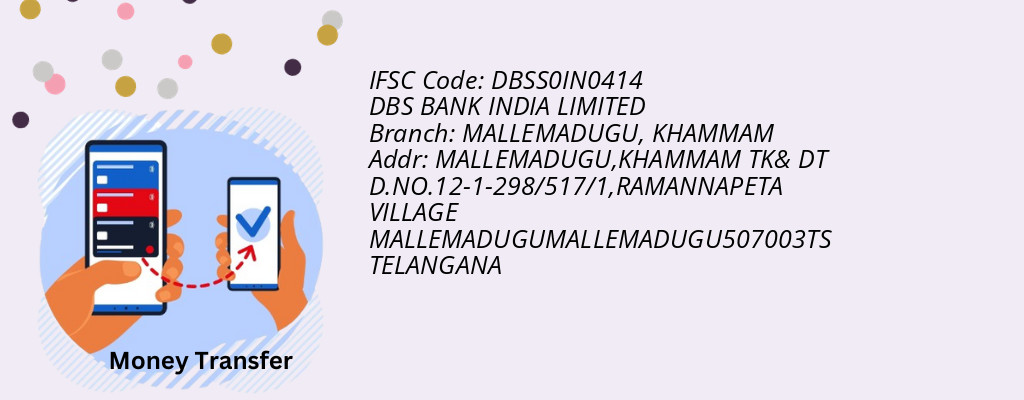 Find DBS BANK INDIA IFSC Code KHAMMAM - MALLEMADUGU Branch Find DBS BANK INDIA IFSC Code KHAMMAM - MALLEMADUGU Branch