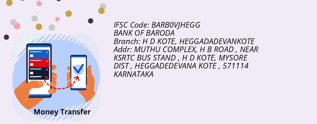 Find BANK OF BARODA IFSC Code HEGGADADEVANKOTE - H D KOTE Branch