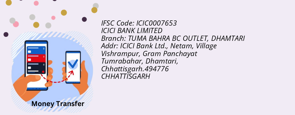 Find ICICI BANK IFSC Code DHAMTARI - TUMA BAHRA BC OUTLET Branch Find ICICI BANK IFSC Code DHAMTARI - TUMA BAHRA BC OUTLET Branch