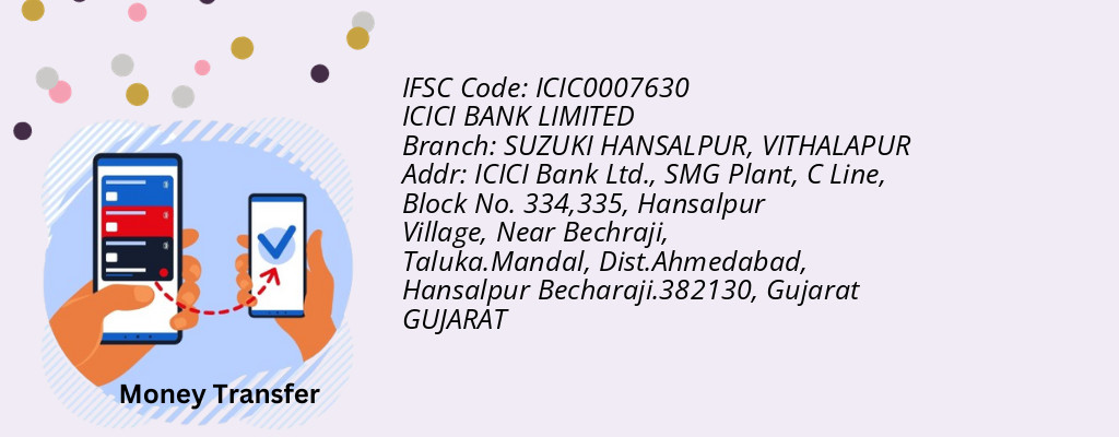 Find ICICI BANK IFSC Code VITHALAPUR - SUZUKI HANSALPUR Branch