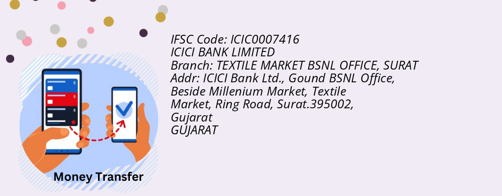 Find ICICI BANK IFSC Code SURAT - TEXTILE MARKET BSNL OFFICE Branch Find ICICI BANK IFSC Code SURAT - TEXTILE MARKET BSNL OFFICE Branch