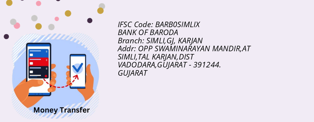 Find BANK OF BARODA IFSC Code KARJAN - SIMLI,GJ Branch