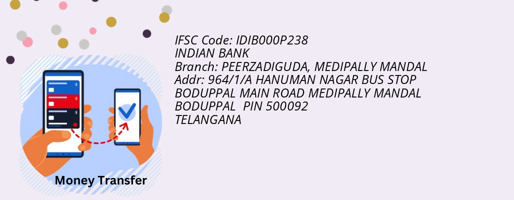 Find INDIAN BANK IFSC Code MEDIPALLY MANDAL - PEERZADIGUDA Branch