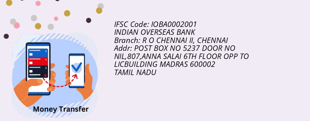 Find INDIAN OVERSEAS BANK IFSC Code CHENNAI - R O CHENNAI II Branch