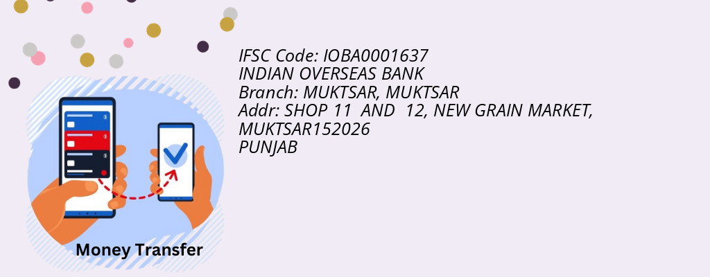 Find INDIAN OVERSEAS BANK IFSC Code MUKTSAR - MUKTSAR Branch